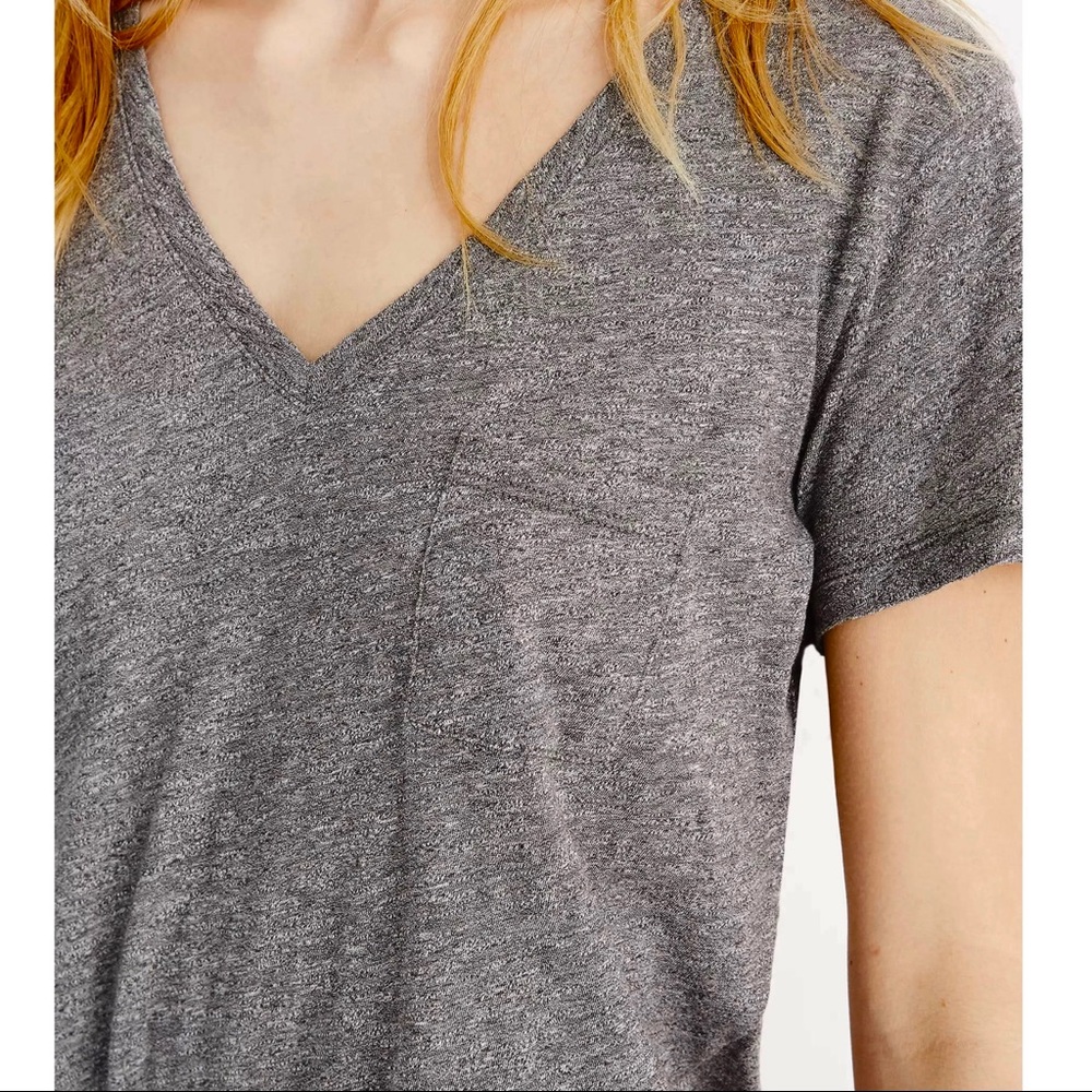 NEW MADEWELL GREY COTTON V-NECK POCKET T-SHIRT - Picture 3 of 7